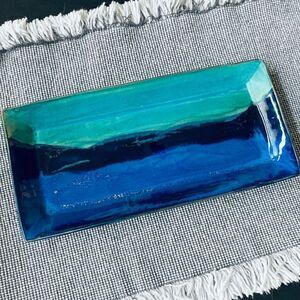 Hockomock Glazed Ceramic Aqua Blue Decor Tray